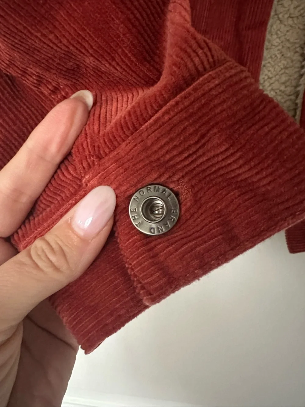 The Normal Brand Corduroy Sherpa-Lined Barn Jacket in Rust Red - Picture 3 of 5